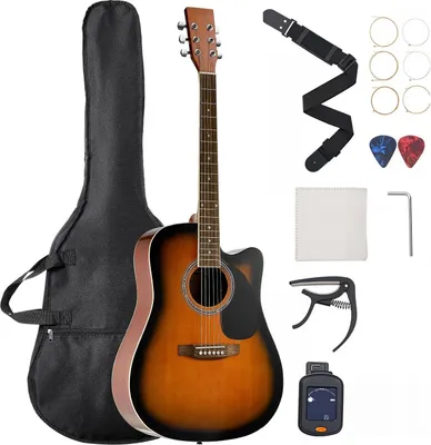 Immagine prodotto di Chitarra elettroacustica - 4/4 Cutaway - Lunghezza 104 cm - Con pickup - Per principianti e adulti - Sunburst