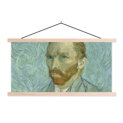 Produktbild von MuchoWow® Textilposter Selbstporträt - Vincent van Gogh 120x60 cm mit holzfarbenen Rahmen - Klemmleiste