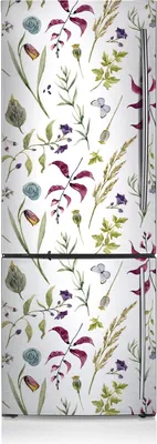 Produktbild von Kühlschrank Aufkleber Kühlschrankmagnete Dekoration Kühlschrankfolie 60x205 cm - Botanische Blume.