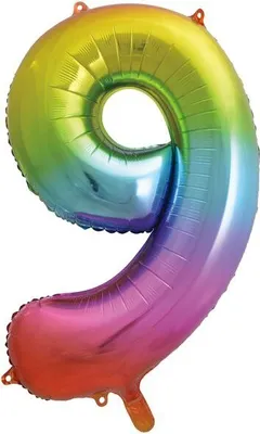 Produktbild von Folienballon Zahl 9 bunt regenbogen