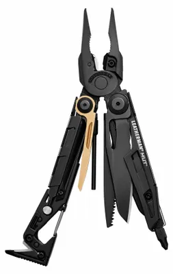 Image de Leatherman LTG833093 MUT® BLACK, outil multifonctionnel, couleur noire, 16 fonctions, étui noir compatible MOLLE
