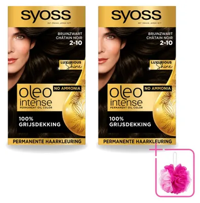 Obrázek produktu pro 2 x SYOSS Oleo Intense 2-10 Trvalá barva na vlasy - Tmavě hnědá - Ekonomické balení - 2 kusy