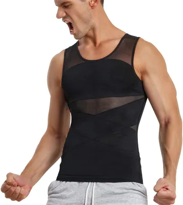 Produktbild von TAILONG Herren Kompressionsshirt für Body Shaper Slimming Vest Tight Tummy Unter