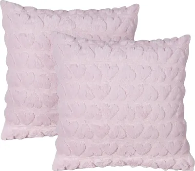 Produktbild von BELIANI Dekokissen 2er Set Rosa Stoffbezug 45 x 45 cm mit Füllung Herzmotiv Getuftet Strukturiert Quadratisch Modern Sofa Bett Wohnzimmer Schlafzimmer