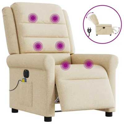 Image de vidaXL Fauteuil de massage électrique Crème Tissu