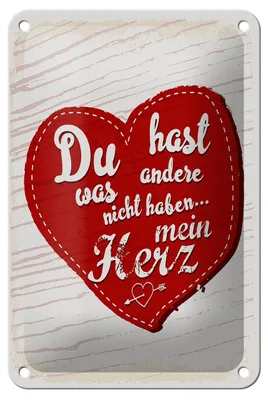 Produktbild von Blechschild Spruch Du hast mein Herz Liebe 12x18cm Geschenk Schild