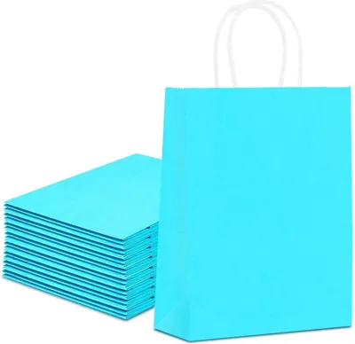 Produktbild von 20 Stück Blaue Geschenktüten Papier mit Griffen - 22x15x8CM