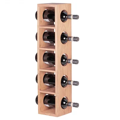 Produktbild von WOHNLING Weinregal MUMBAI Massiv-Holz Akazie Flaschen-Regal Wandmontage für 5 Flaschen Holzregal modern mit Ablage 70 cm