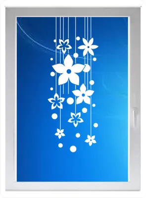 Produktbild von INDIGOS UG - Wohnzimmer Blumen Punkte Ornament - Farbe: weiss - 60x23 cm - Sichtschutzfolie - Fensterfolie - Glasdekorfolie - für die Küche, Wohnzimmer Blumen Punkte Ornament ans Fenster