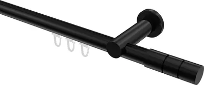 Produktbild von Interdeco Innenlaufstange / Gardinenstange mit Innenlauf Schwarz, Typ Platon Elanto (Rillenzylinder), 20 mm Ø 1-läufig, 220 cm