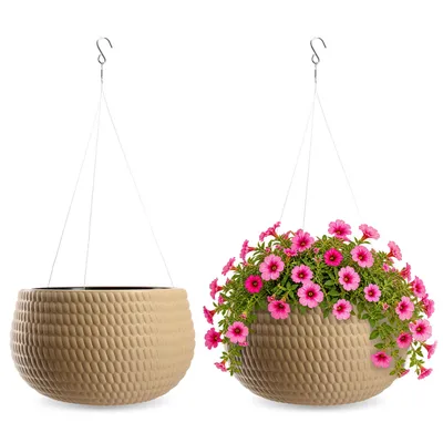 Productafbeelding van KADAX Ophangende bloempot voor balkon of terras, beige, 29,5 cm, AI-gegenereerde afbeelding