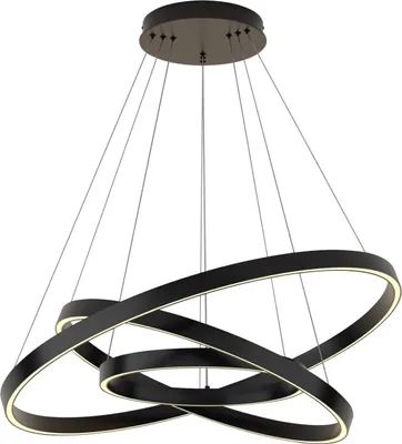 Produktbild von Kronleuchter Aluminium LED D: 80 cm H: max. 120 cm Schwarz rund warmweiß 3000 K 6100 lm Modern
