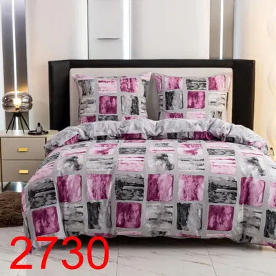 Produktbild von KZ Satin-Bettwäsche 200x220 Grau Rosa Künstlerische Quadrate