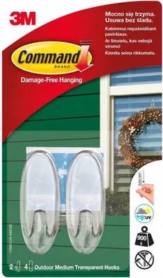 Obrázek produktu pro Průhledné háčky Command pro venkovní použití, 2 ks.