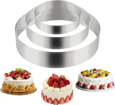 Obrázek produktu pro 3dílná sada kroužků na pečivo, kulaté kroužky na pečivo z nerezové oceli, průměr 10/15/20 cm, výška 4,5 cm, na pečivo a koláče