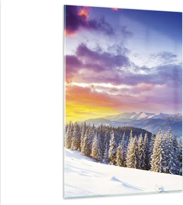 Produktbild von Bilder auf glas - Einteilig - Berge Schnee Winter - 80x120cm - Glasbilder - Wandbilder - Bilder - zum Aufhängen bereit - Wanddekoration aus Glas - Glas Bilder - Wandbild auf Glas - GPA80x120-3605