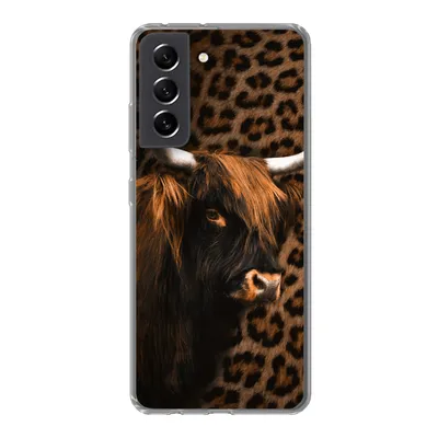 Produktbild von MuchoWow® Handyhülle Schutzhülle Hülle für Samsung Galaxy S21 FE Schottischer Highlander - Pelz - Pantherdruck Silikon Softcase Handy Hülle - Mobiltelefonhülle