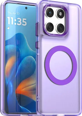 Image de Etui magnétique pour Motorola Edge 60 Fusion, Etui antichoc fin, mat et translucide Violet