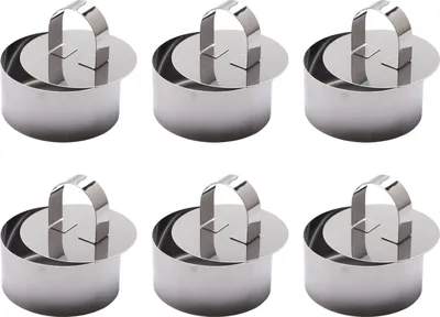 Produktbild von 6-teiliges Kuchenausstecher-Set, Dessertringe aus Edelstahl mit Deckel, wiederverwendbare Backformen für Kuchen, Gebäck und Kekse