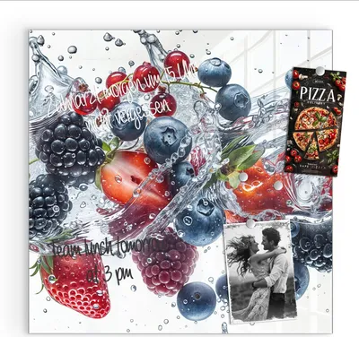 Produktbild von Magnettafel 30x30cm Pinnwand Whiteboard beschreibbar - Beeren im Wasser