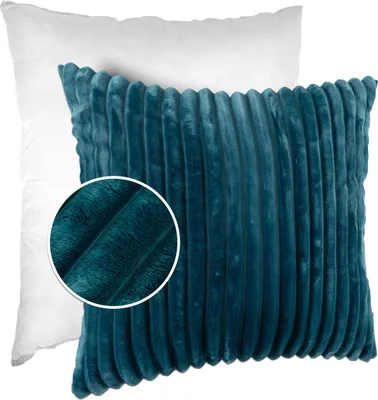 Produktbild von Dekokissen LILLI BIG CORD Velour mit Reißverschluss 50x50cm Einfarbig UNI Türkis Sofakissen pflegeleicht