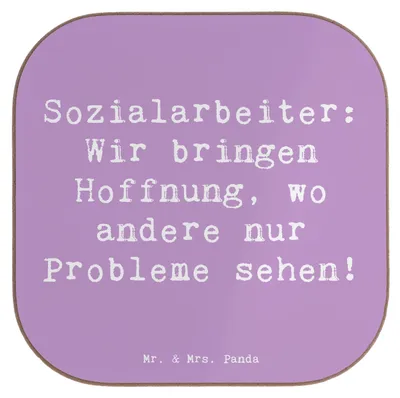 Produktbild von Mr. & Mrs. Panda Untersetzer für Gläser Spruch Sozialarbeiterin Hoffnungsträger - Lavendeltraum - Geschenk, Unterstützung, Tassen, Geschenke Berufstätige, Geduld, Coaster