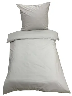 Produktbild von 2 teilige Uni Bettwäsche 135 x 200 cm grau Einfarbig Renforce Baumwolle Garnitur