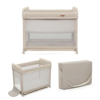 Image de Kinderkraft MOON DREAM Lit de voyage - Pliable avec 2 niveaux, matelas & sac de transport, entrée & rangement, Beige