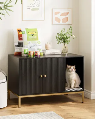 Obrázok produktu pre Kocúrkový box s dvojitými dverami - mačací domček s škrabacou podložkou - 80 x 50 x 55 cm