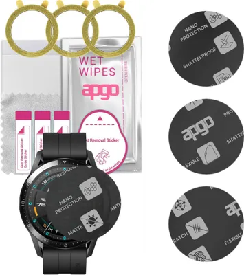 Produktbild von apgo 3 Stück Schutzglas, Matt, kompatibel mit Huawei Watch GT Smartwatch, Hybrid 8H, Ersatz für Hartglas, Displayschutzglas, Bildschirmschutz, Displayschutz, kratzfest