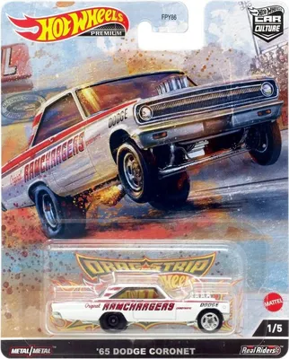 Image de Hot Wheels FPY86-HCK24 Dodge Coronet blanc/rouge 1965 Dragstrip 1/5 échelle environ 1:64 Modèle de voiture