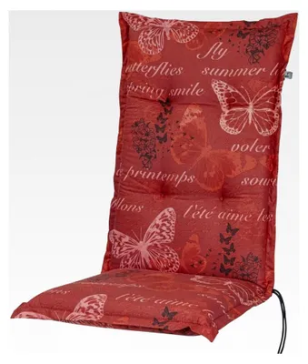 Produktbild von Auflage Hochlehner Bali rot Schmetterlinge 120x49x8 cm Sitzpolster