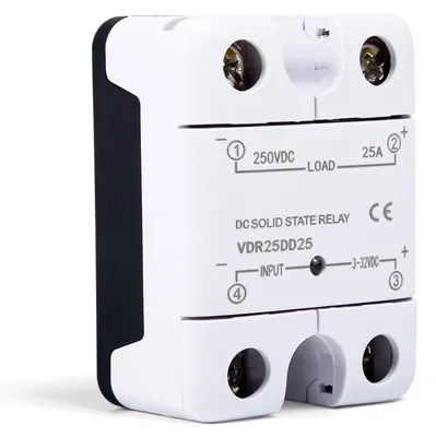 Solid-State-Relais 25 A, 3-32 VDC, 0-250 VDC, weiß