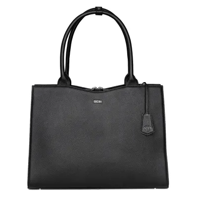 Zdjęcie produktu dla Socha Diamond Edition Black 15,6-calowa torba na laptopa z prawdziwej skóry - czarna