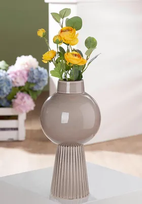 Obrázek produktu pro GILDE Váza, materiál: balazarová keramika, barva: šedá, lesklá, výška: 35 cm, průměr: 18 cm, dekorativní