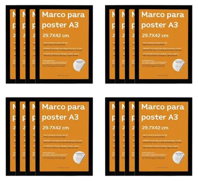Produktbild von Set von 16 A3 Bilderrahmen in Schwarz MDF