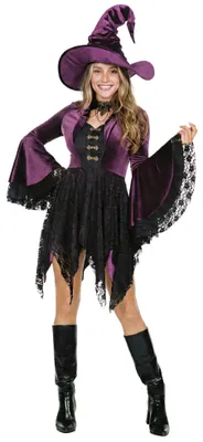 Image de Robe de sorcière en velours - Sorcière Costume Halloween Femme Taille : 42