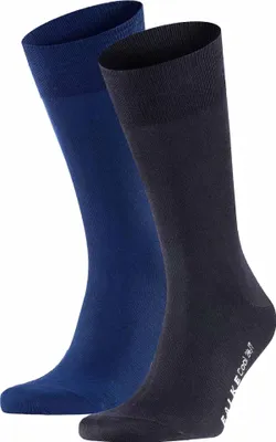 Produktbild von FALKE Herren Socken 2er Pack - Cool 24/7, Businessstrumpf, Kurzstrumpf, Uni #1 Blau/Dunkelblau 45-46