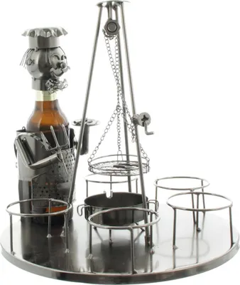 Produktbild von Mel-O-Design Wein-,Sekt-,Flaschenhalter 7091 "Grill mit Aschenbecher" 32 x 31 x 32 cm (BxHxT)