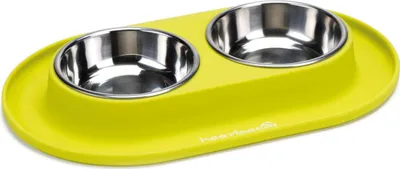Produktbild von Beeztees 650645, Hund, Silikon, Edelstahl, Grün, Kombinierter Futterautomat mit Tränke für Haustiere, Einfarbig, 310 mm