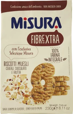 Produktbild von 3x Misura Fibraextra kekse Müsli und Schokolade 230g biscuits cookies brioche