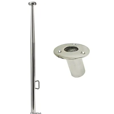 Produktbild von Flaggenstock Flaggenhalter mit Halterung schräg zum Einlassen 120cm Länge