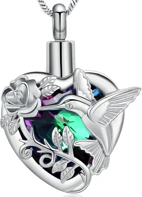 Imagen del producto de Colgante con forma de corazón de cristal, cadena para urnas, para recuerdos, joyería para el duelo