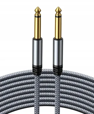 Obrázok produktu pre Gitarový kábel 3 m 6,35 mm na 6,35 mm nylonový opletený pozlátený