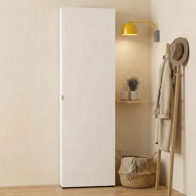 Produktbild von Dmora Mehrzweckschrank 1 Tür Makhado 60x200h cm Weiß 11 Böden