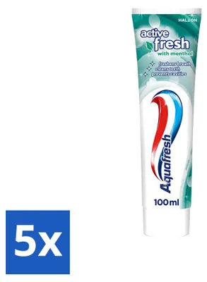 Obrázok produktu pre 5 x Zubná pasta Aquafresh s osviežujúcou mentolovou príchuťou, 75 ml - výhodný balík - 5 kusov