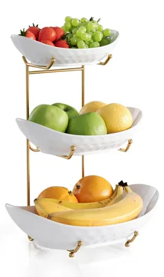 Produktbild von Drei Ebenen Obstschale mit Metallgestell für die Küche