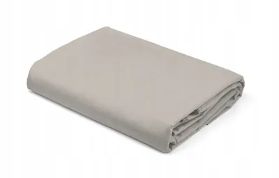 A folded beige bedsheet is shown on a white background.