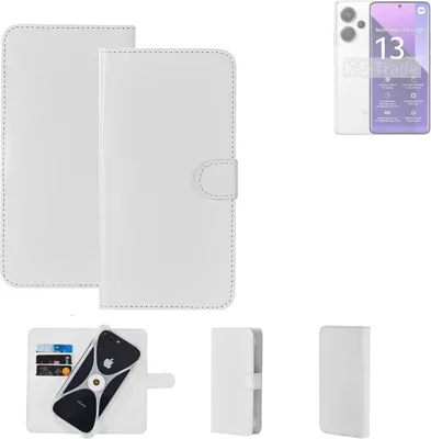 Produktbild von K-S-Trade Handy Hülle Schutz Hülle kompatibel mit Xiaomi Redmi Note 13 Pro + 5G Cover Case Bookstyle Bumper weiß 1x