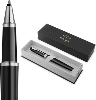 Productafbeelding van Parker Meridian Rollerball Pen - Matte zwarte lak met chromen afwerkingen - Fijne penpunt - Zwarte inkt